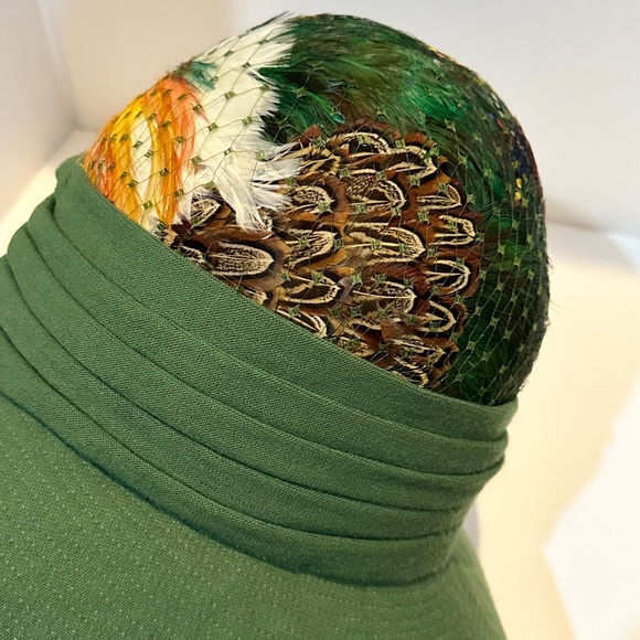 1960\'s Posh Green Vintage Hat w/ Pheasant Feathers - OS main image 7